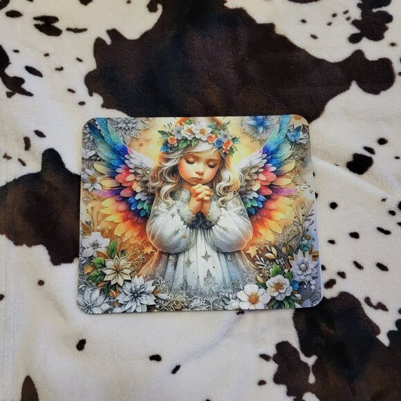 Praying Angel Colorful Wings Computer Non Slip Custom Mouse Pad - Picture 12 of 12